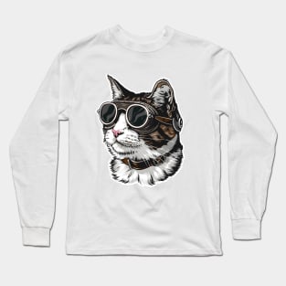 SkyPilot Kitty Pilot Cat Aviator Cat Air Force Pilot Uniform Long Sleeve T-Shirt